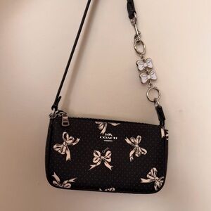 Coach Black and White Shoulder Bag with Bow Print